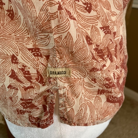 Y2K 100% cotton cap sleeve abstract pattern summer button down sz small Gramicci - Picture 11 of 12